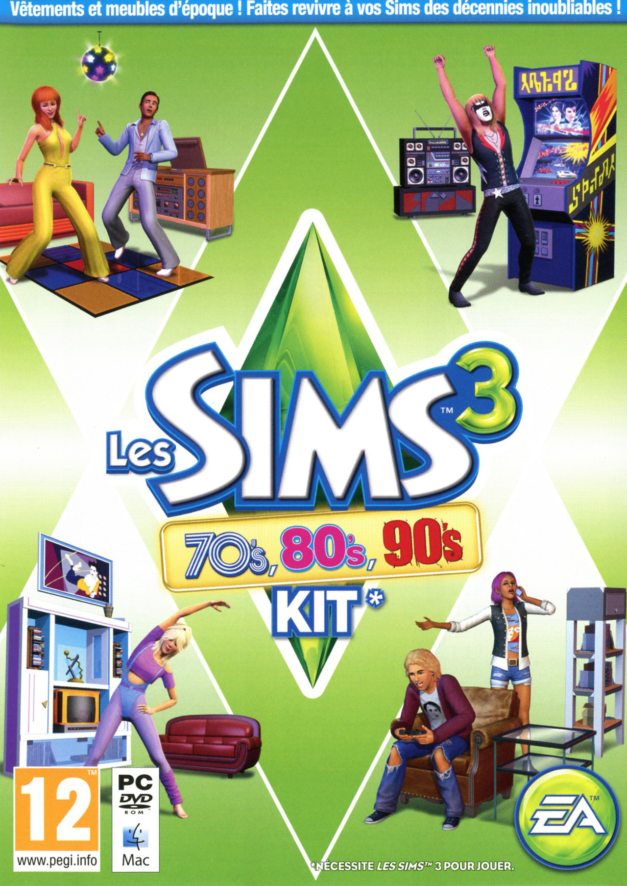 Jaquette de Les Sims 3 : 70's, 80's, 90's Kit